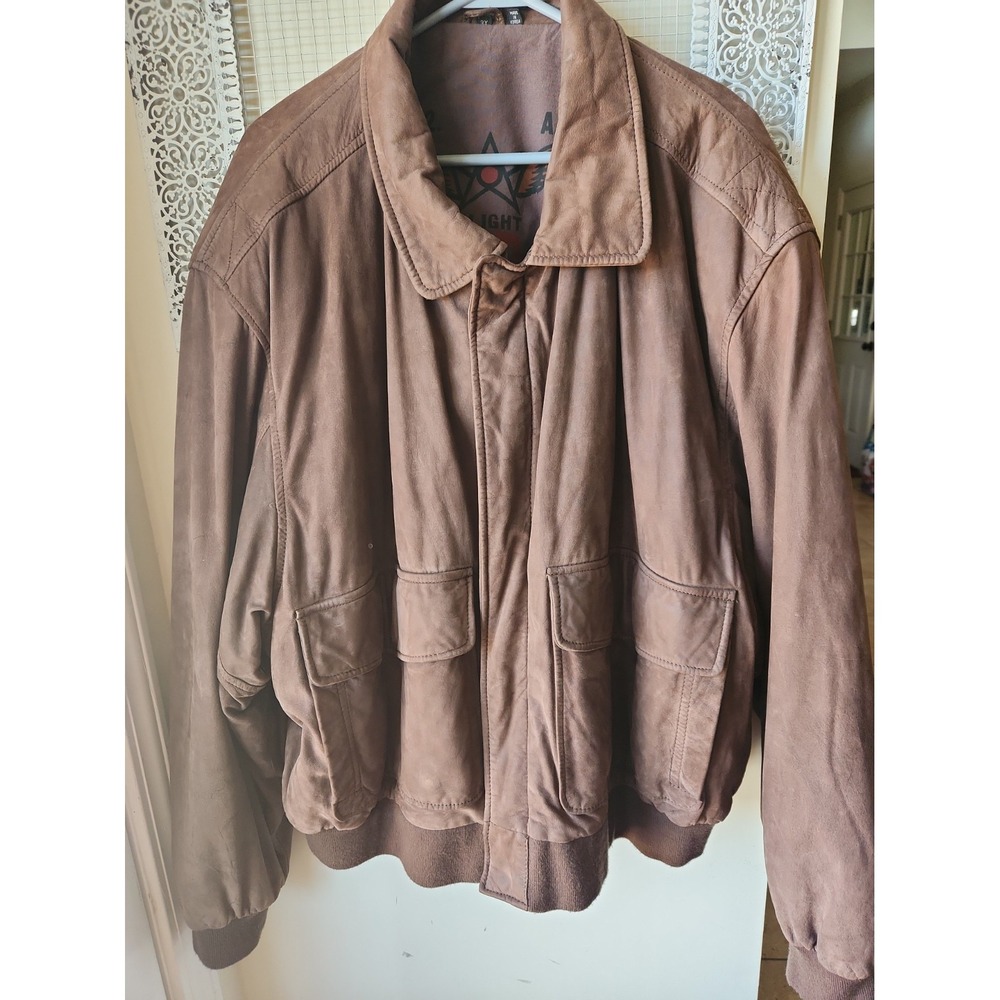 Vintage 90's U2 Wear Me Out Bomber Jacket Mens 3X Brown Leather Aviator Y2k